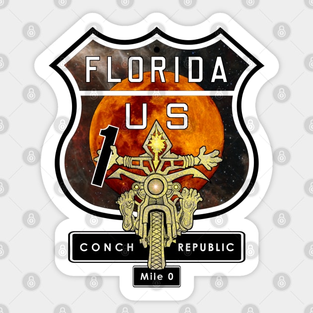 Conch Republic Motorcycle Vacation Florida US Highway One Sticker by The Witness